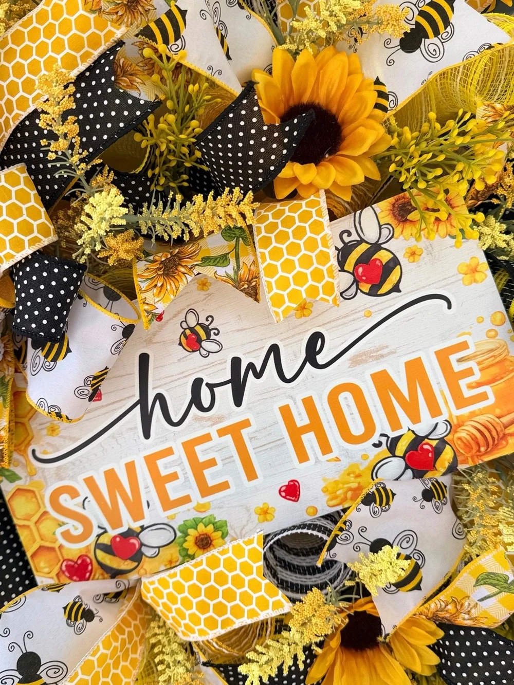 Home Sweet Home Sunflower and Bee Wreath